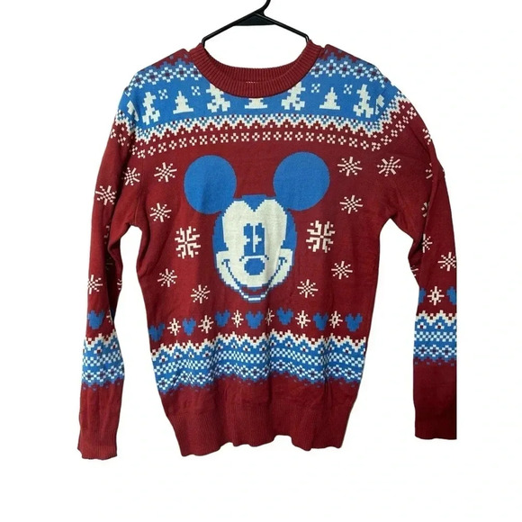 Disney Mickey Mouse Christmas Crew Neck Sweater Medium - Picture 1 of 5